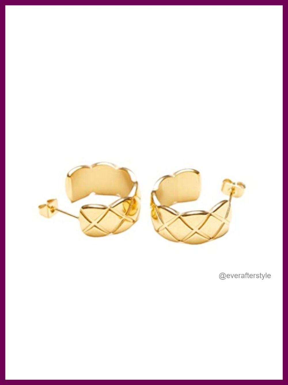 18K Gold Plated Crush Hoop Earrings, Quilted Vintage Huggie Hoops, Women
